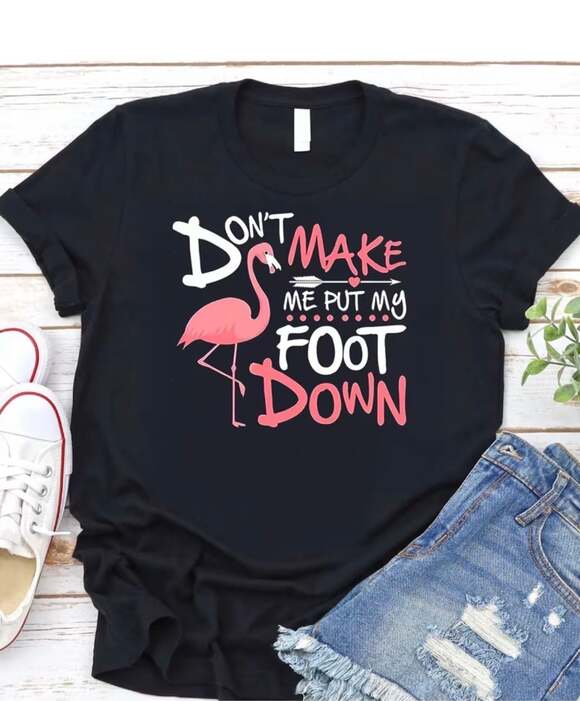 Unbranded Tops - PRICE IS FIRM - Flamingo Graphic Tee - "Don't Make Me Put My Foot Down" Shirt